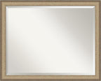 Amanti Art Bronze Bathroom Mirror for Over Sink, 25x31 Elegant Brushed Bronze Narrow Rectangle Vanity Mirror, Large Casual Frame, Hangs Horizonally and Vertically, Bathroom Wall Decor, Beveled Edge