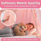 Bollepo Bed Canopy with Lights - Pink Princess Canopy for Girls Room | Single, Twin, Full, Queen | Kids Bed, Hanging Fairy Led Canopy