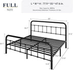 Allewie Full Size Metal Platform Bed Frame with Victorian Style Wrought Iron-Art Headboard/Footboard, No Box Spring Required，Black