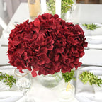 AVIVIHO Burgundy Artificial Flowers Fake Hydrangeas 10pcs Heads Full Faux Hydrangea Flowers Artificial Silk Flowers with Stems for Wedding Home Party Shop Baby Shower Decoration