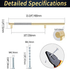 Knurled Cabinet Pulls 6 Pack, 16 Inch Long Cabinet Handles Metal Door Pulls, Kitchen Drawer Pull Knurled Dresser Handles - 10" Hole to Hole, Grey & Gold