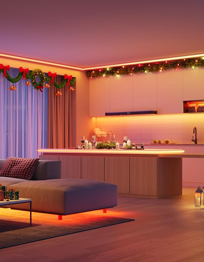 Govee 65.6ft RGBIC LED Strip Lights, Color Changing LED Strips, App Control via Bluetooth, Smart Segmented Control, Multiple Scenes, Enhanced Music Sync LED Lights for Bedroom, Home Decor (2 X 32.8ft)
