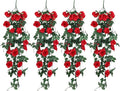 RECUTMS Hanging Rose Flowers Artificial Vine PlantsFlower Garland for Home Room Garden Wedding Indoor Outdoor Decoration (Red)