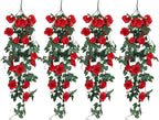 RECUTMS Hanging Rose Flowers Artificial Vine PlantsFlower Garland for Home Room Garden Wedding Indoor Outdoor Decoration (Red)