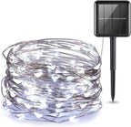 AMIR Upgraded Solar String Lights Outdoor, 39Feet 120 LED 8 Modes Copper Wire Light, Solar Powered Fairy Lights, Waterproof Solar Decoration Lights for Garden Yard Party Wedding Christmas (White)