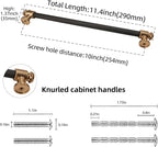 6 Pack 10 Inch (254mm) Matte Black and Champagne Bronze Cabinet Handles: Black Drawer Pulls