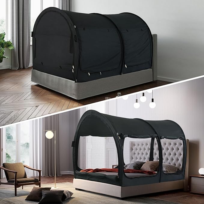LEEDOR Bed Tent Dream Tents Bed Canopy Shelter Cabin Indoor Privacy Warm Breathable Pop Up Twin/Full/Queen for Kids and Adult Patent Pending(Mattress Not Included)