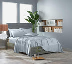 Pure Bamboo King Sheets, Genuine 100% Organic Viscose Derived from Bamboo Bed Sheet Set, Luxuriously Soft & Cooling, Double Stitching, Lifetime Quality Promise (King, Glacier)
