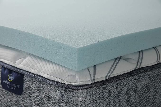 Serta ThermaGel Cooling, Pressure-Relieving Memory Foam Mattress Topper, 3 Inch, Twin XL,Blue