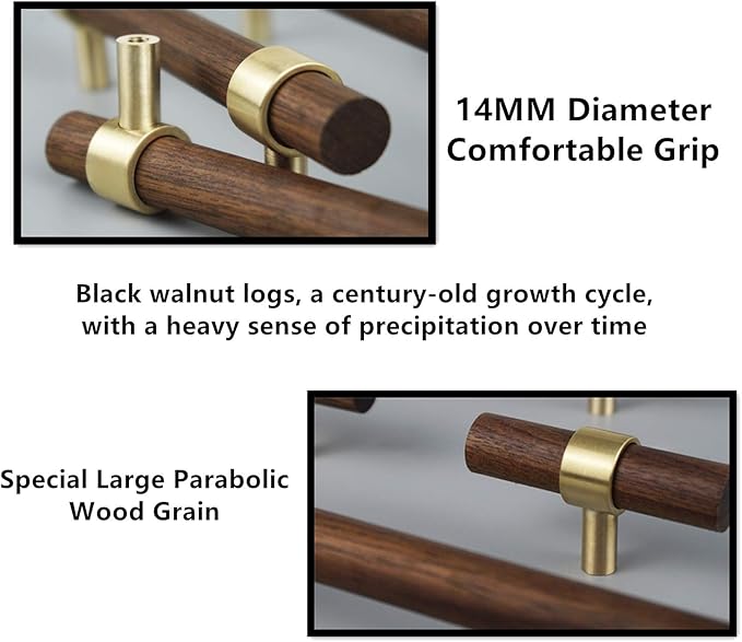 Drawer 6.69"/170mm Pulls Brass Walnut Kitchen Wardrobe Cabinet Hardware Pull Handle with Screw,30Pcs