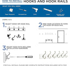 Franklin Brass Heavy Duty (1-Pack) 27' Coat/Hat Rack Wall Mount Pure White 6 Hooks Mounted Hanging Rail for Clothes, Towels, Purses, Bags, Kitchen, Entry, Closet Organizer FBHDCH6-WSE-R