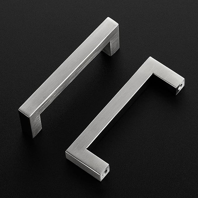 Ravinte 30 Pack 4 Inch Cabinet Pulls Brused Nickel Kitchen Cabinet Handles Square Kitchen Hardware for Cabinet