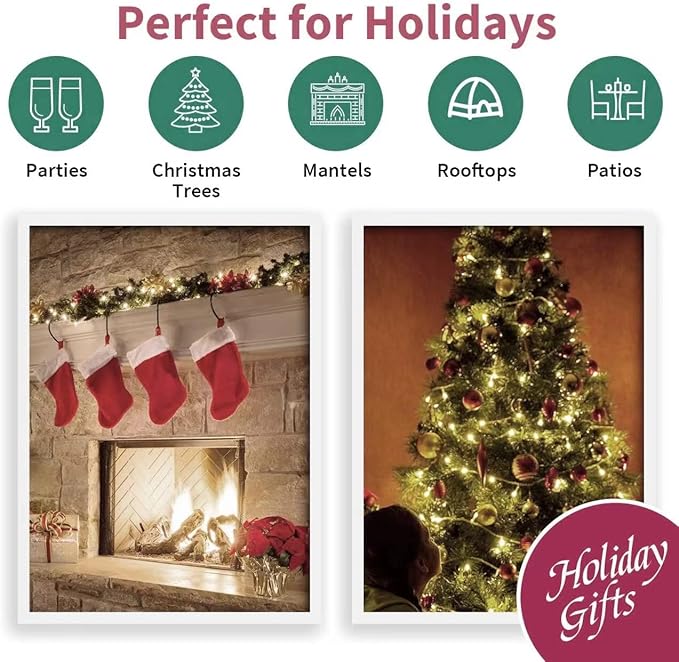 LAMPHOME Super-Bright Extendable Warm White Christmas Lights Decoration 100Lights 19.6ft UL Certified Mini Bulb String Lights Set for Outdoor Christmas Tree Garden Holiday Party Patio Wedding Decor