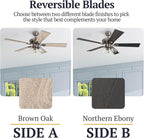 Prominence Home Glenmont, 52 Inch Farmhouse LED Ceiling Fan with Light, Pull Chain, Three Mounting Options, Dual Finish Blades, Reversible Motor - 50388-01 (Pewter)