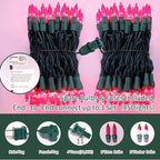 LAMPHOME Super-Bright Extendable Pink Christmas Lights Decoration 300Lights 63.8ft(2pk of 150L) UL Certified Mini Bulb String Lights Set for Outdoor Christmas Tree Garden Holiday Party Patio Decor