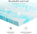 DUMOS Mattress Toppers Memory Foam Twin Size, 2 Inch Thick Bed Topper Pad Cooling Gel Infused Soft Comfy Padding Breathable for Sleeper Sofa Couch RV Camper, CertiPUR-US Certified, Blue