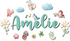 Custom Nursery Name Sign with Themed Decor Kit | Personalized Wooden Wall Art for Baby, Kids Room | Space, Jungle, Circus, Under the Sea, Woodland, Rainbow (10", Fairy Garden)
