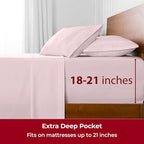 Mellanni Extra Deep California King Sheets - 4 PC Iconic Collection Bedding - Hotel Luxury, Ultra Soft, Cooling Bed Sheets - Wrinkle, Fade, Stain Resistant (Cal King, Blush Pink)