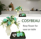 Artificial Rose Flowers 25pcs, Cyan Foam Fake Rose Faux Flower for Wedding Bouquets Bridal Shower Centerpieces Floral Arrangements Home Decorations Party Backdrops Table
