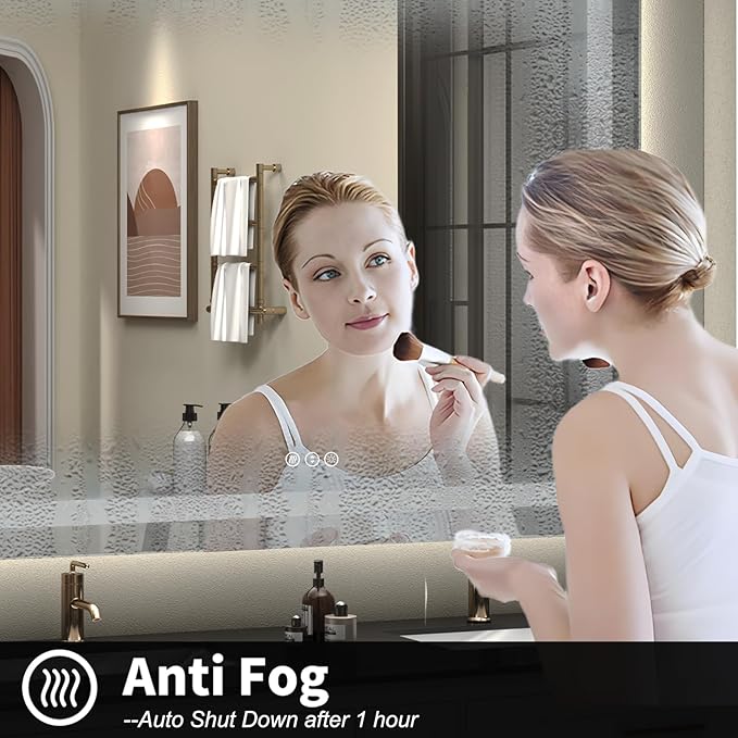 LED Mirror for Bathroom 55x30, Dimmable Lighted Vanity Mirror with Lights for Wall, Anti-Fog, Tempered Glass, ETL Listed (Backlit + Front Lights)