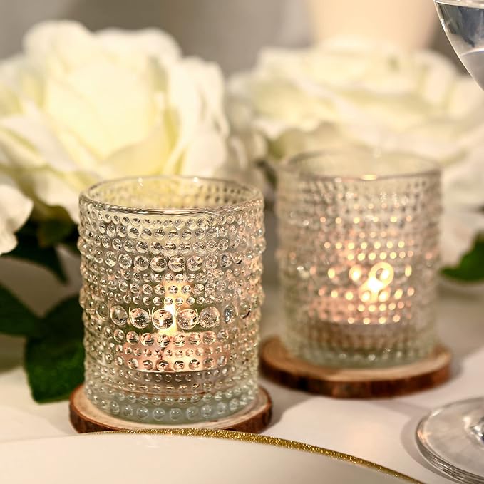 36 Packs Votive Candle Holders, Glass Candle Holders Bulk Tealight Candle Holder for Table Clear Tea Light Candle Holder for Wedding Christmas Party
