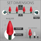 Wintergreen Lighting 25 Red C7 Christmas Lights, 17 Ft – Red LED String Lights for Outdoor Holiday Decor, Valentine's Day and Party Lighting