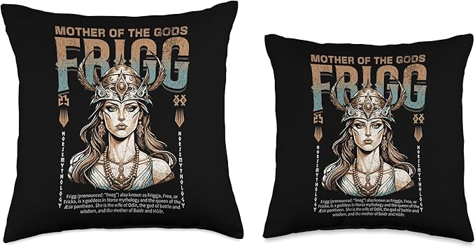 Nordic Vikings Legends Old Norse Mythology Gods Frigg Nordic Scandinavian Legends Old Norse Mythology Gods Throw Pillow, 16x16, Multicolor