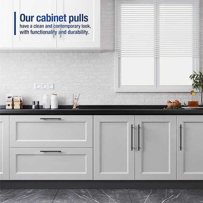 JOY DECOR 20 Pack Cabinet Handles, Black Cabinet Pulls, 7-1/2 in Hole Center Kitchen Hardware, Stainless Steel T Bar Handles for Dresser Drawers