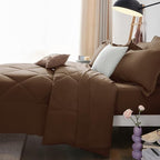 CozyLux Queen Comforter Set Brown - Bed in a Bag Queen Size 7 Pieces, Luxury Soft Bed Set for All Seasons, Bedding Set with Down Alternative Comforter, Sheets, Pillowcases & Shams