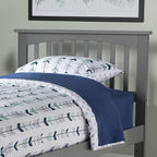 AFI, Mission Twin Solid Wood Headboard with Attachable Charger, Grey