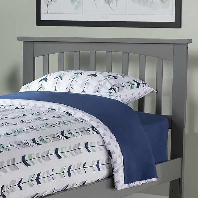 AFI, Mission Twin Solid Wood Headboard with Attachable Charger, Grey
