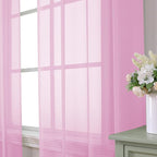 Aiyufeng Light Pink Sheer Curtains 84 Inches Long 2 Panels Set, Semi Transparent Voile Rod Pocket Sheer Window Drapes for Bedroom Bed Canopy Living Room Dining Wedding Party Backdrop, 40W x 84L inch