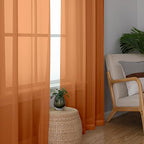 Aiyufeng Orange Sheer Curtains 96 Inches Long 2 Panels Set, Light Filtering Soft Airy Voile Rod Pocket Orange Sheer Window Drapes for Bedroom Living Room, Each 42Wx96L Inches