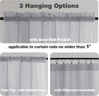 Chyhomenyc Light Grey Sheer Curtains 45 Inch Long 2 Panels, Light Filtering Rod Pocket Voile Short Curtains Drapes for Living Room Bedroom Small Windows, 42Wx45L Inches