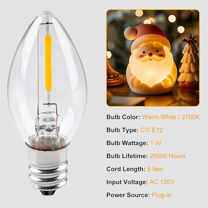 Accessory Cord with Light Bulb UL-Listed White Cord with On/Off Switch Plugs - Perfect for Holiday Decorations and Craft Projects (4 Pack * One Led Bulb)