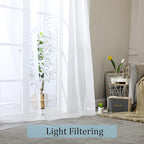 OWENIE Sheer White Curtains, Sheer Curtains 90 inches Long 2 Panels Set, Rod Pocket Voile Fimly Sheer Drapes for Living Room/Bedroom, 2pcs, Each 42" W x 90" L