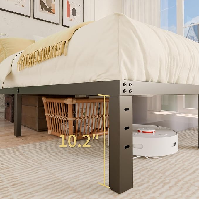 ALDRICH 12 Inch Metal Full Size Bed Frame - Double Black Basic Steel Slats Platform, Easy Assembly Heavy Duty Noise Free Bedframes, No Box Spring Needed