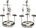 Spinning Angels Tealight Candle Spinner with Bell Chimes - Swedish Scandinavian Style Design - 8" H - Set of 2