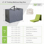 Cuddly Nest Folding Mattress Storage Bag - Heavy Duty Carry Case for Tri-Fold Guest Bed (Fits 6" Twin & Twin XL Mattress,Grey)