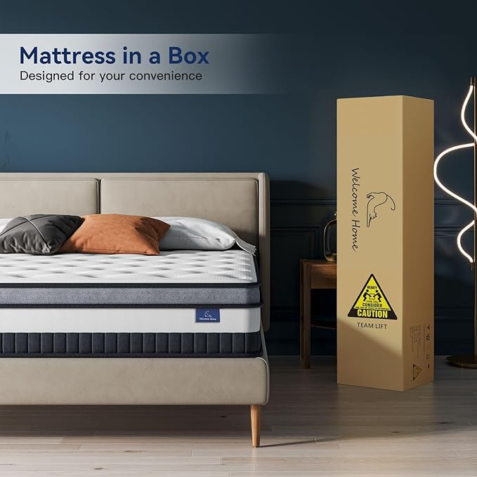 Vesgantti King Mattress 10 Inch Innerspring Multilayer Hybrid King Size Mattress - Ergonomic Design with Memory Foam and Pocket Spring Mattresses King Size - Box Top Series Medium Firm Feel