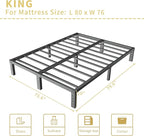 ALDRICH 10 Inch Metal King Size Bed Frame - Double Black Basic Steel Slats Platform, Easy Assembly Heavy Duty Noise Free Bedframes, No Box Spring Needed