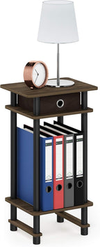 Furinno Turn-N-Tube Tall End Table, Columbia Walnut/Black/Dark Brown
