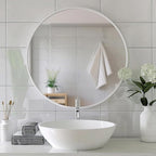 White Circle Mirror, Round Mirror 20 inch, White Round Mirrors Matte Metal Frame, Circle Mirrors for Bathroom, Bedroom, Living Room, Hallway.