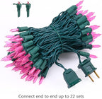 Brizled Pink Christmas Lights, 33ft 100 LED String Lights, Decorative Xmas Tree Light 120V UL Certified Connectable Christmas String Light Pink Mini Lighting for Indoor & Outdoor Wedding Room Party