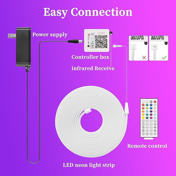 Neon Rope Lights 32.8Ft RGB LED Strip Lights - App & Remote Control, Music Sync, IP67 Waterproof, Flexible Cuttable Neon Lights for Bedroom, Gaming, Party, Outdoor Decor, Multiple Modes