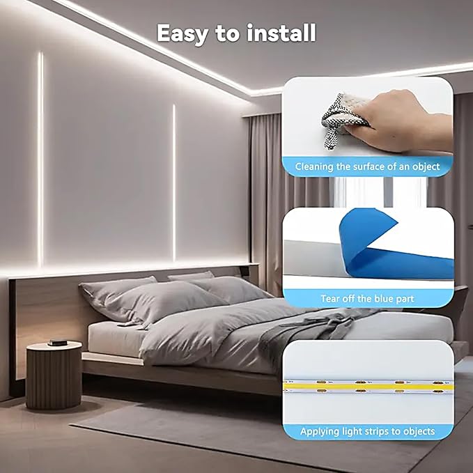 A 5V USB LED Light Strip, COB LED Strip Lights, White 5V LED Lights, Small LED Strip Light, TV Lights for TV Under Cabinet Kitchen Living Room Shelving or Displays (White, 6.56ft)