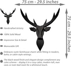 Handmade Wooden Deer Head Wall Mount - 29.5" Handcrafted Faux Taxidermy Deer Bust, Rustic Farmhouse Wall Decor Sculpture for Living Room, Entryway, Man Cave