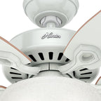 Hunter 52 inch Indoor Ceiling Fan with LED Light - White Ceiling Fan with Pull Chain, For Bedroom or Living Room, Standard Mount, No Remote, 5 Blades, Includes Bulbs - Builder Deluxe 53089, White