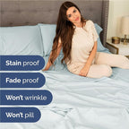 Full Size 4 Piece Sheet Set - Comfy Breathable & Cooling Bed Sheets Set - Hotel Luxury Bedding for Women, Men, Kids, Teens, Boys & Girls - Deep Pockets, Ultra-Soft, Wrinkle Free - Oeko-Tex - Ice Blue