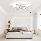 Garwarm Modern Ceiling Light,32” Dimmable LED Chandelier Flush Mount Ceiling Lights,Remote Control Acrylic Leaf Ceiling Lamp Fixture for Living Room Dining Room Bedroom Kitchen(90W /White)